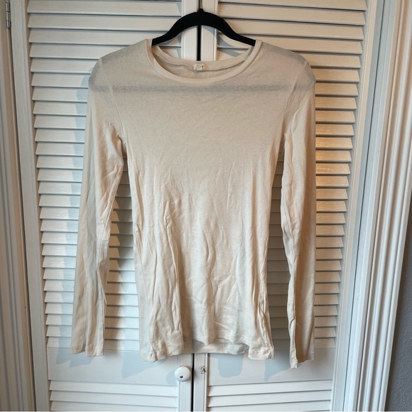 J. Crew Factory Cream Long Sleeve Tee - Picture 1 of 3